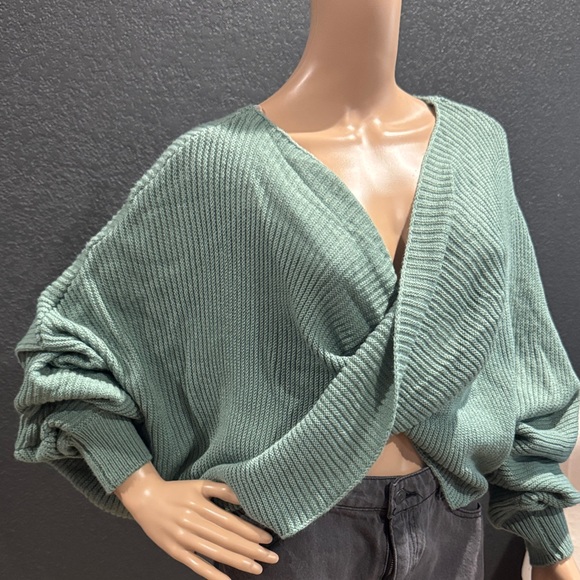 Takara Sage Green Wrap Front Sweater | Size Small - Picture 4 of 7